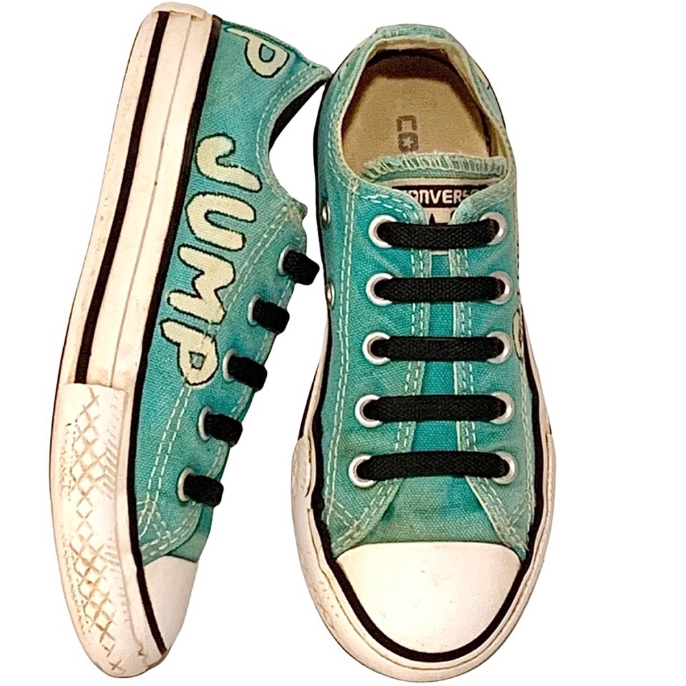 One of a kind Vintage upcycled kids converse all star turquoise Chuck Taylors